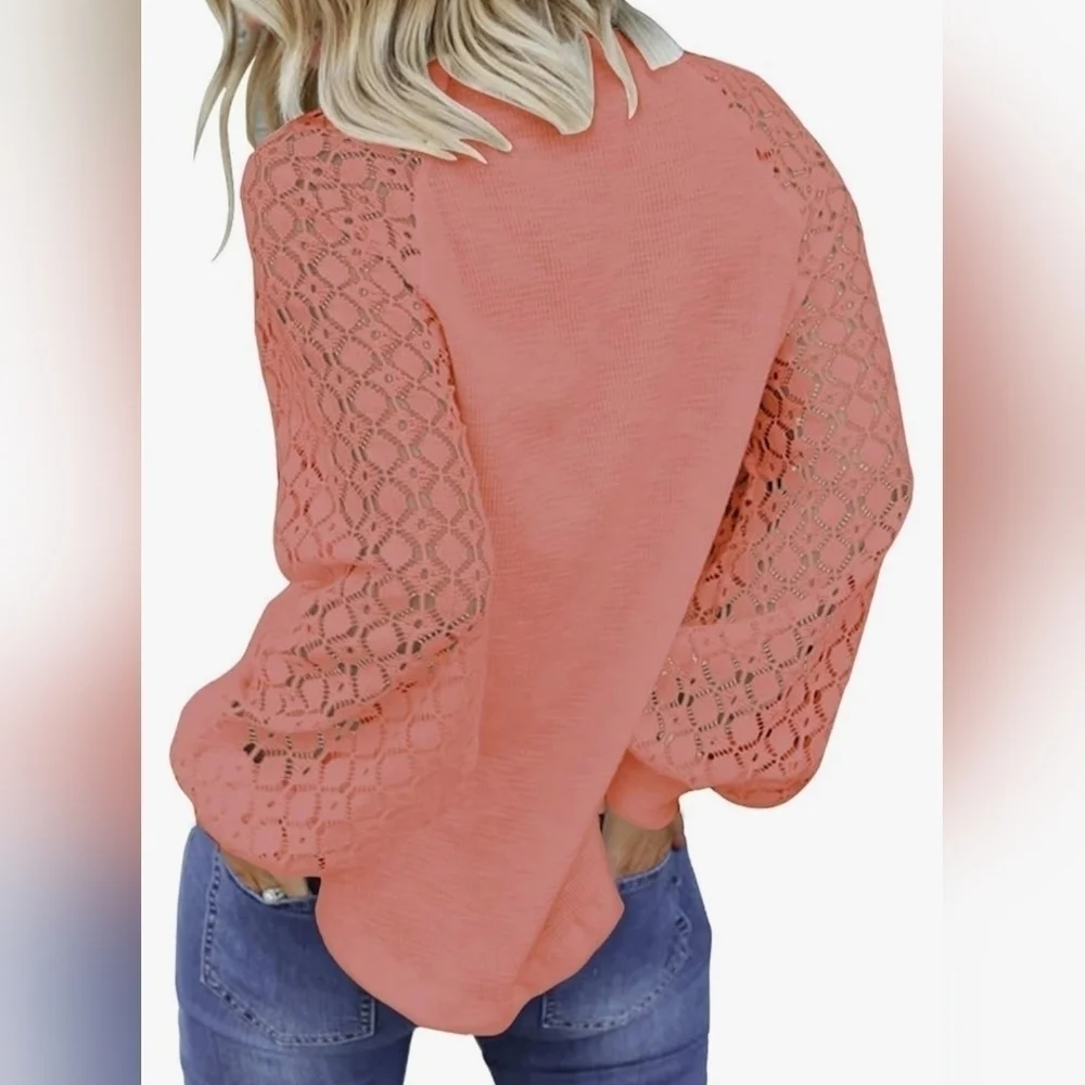 NWOT | MIHOLL | Women’s Long Sleeve Top | Lace Casual Loose Blouse | Medium